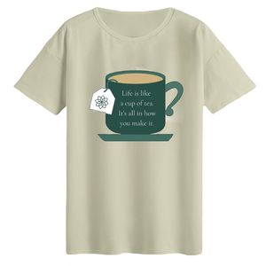 تی‌شرت لانگ آستین کوتاه زنانه مدل چای