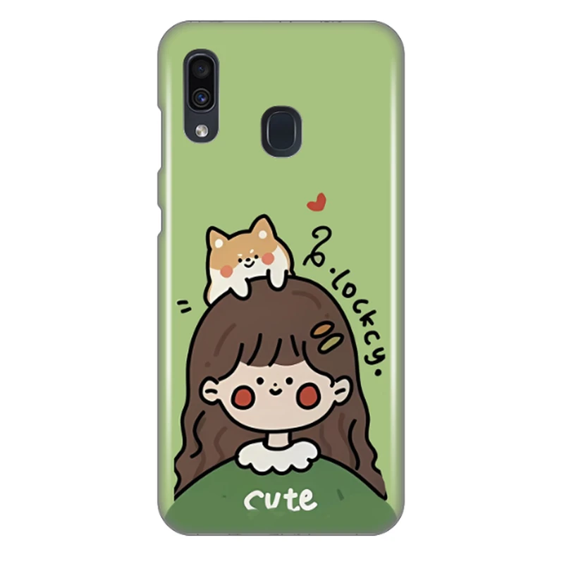 کاور طرح دختر و گربه کد DIMO-026 مناسب برای گوشی موبایل سامسونگ Galaxy A30 / Galaxy A20