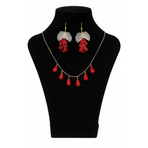 ست گردنبند و گوشواره دست ساز مدل استیل انار کد ۱۴۵۴