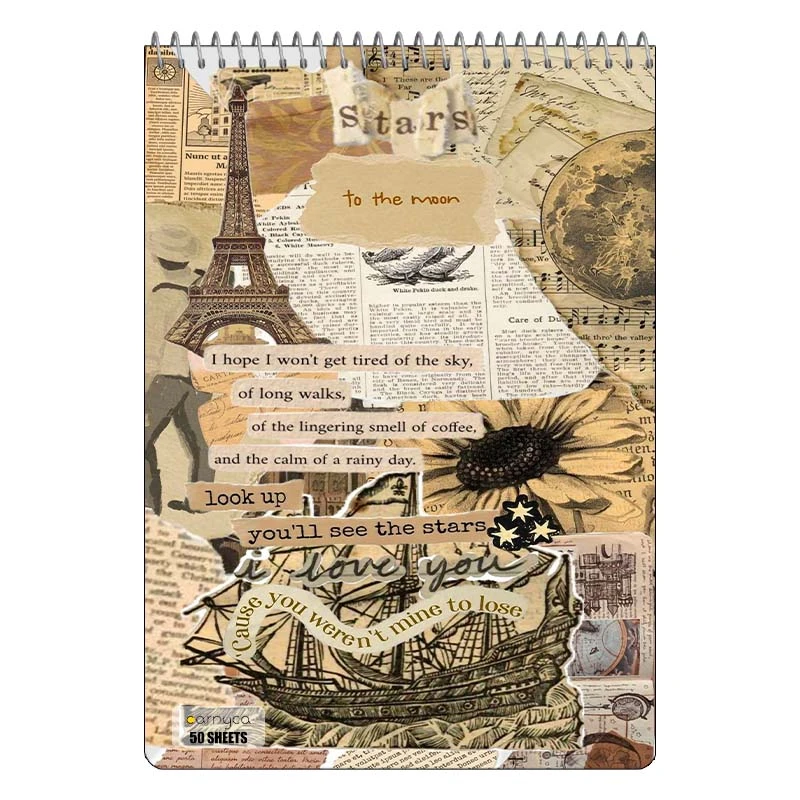 دفتر نقاشی 50 برگ سیمی کارنیکا طرح وینتج اسکرپ بوک Vintage Scrapbook کد 82247