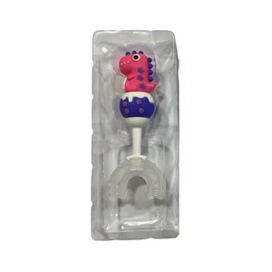 مسواک سیلیکونی کودک مدل چرخشی با دسته دایناسوری