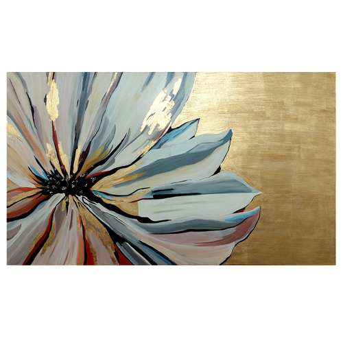 تابلو نقاشی ورق طلا طرح گل دکوراتیو کد 0189