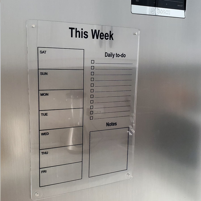 تخته وایت برد مدل پلنر هفتگی سایز 30x20 سانتی متر به همراه ماژیک