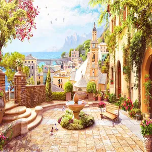 پوستر دیواری سه بعدی مدل منظره ایوان آب نما DVRF2076