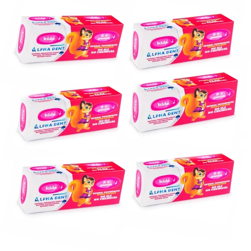 خمیردندان کودک آلفادنت مدل دخترانه شش عددی حجم 50 میلی لیتر