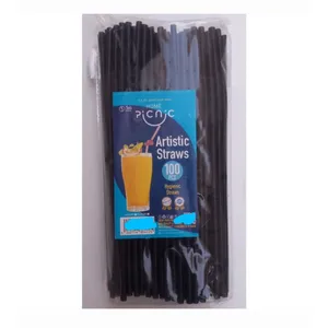 نی نوشیدنی یکبار مصرف پیکنیک مدل مارپیچ بسته 100 عددی