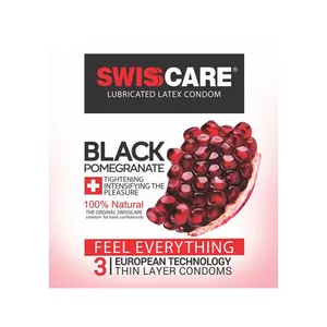 کاندوم سوئیس کر مدل BLACK POMEGRANATE بسته 3 عددی