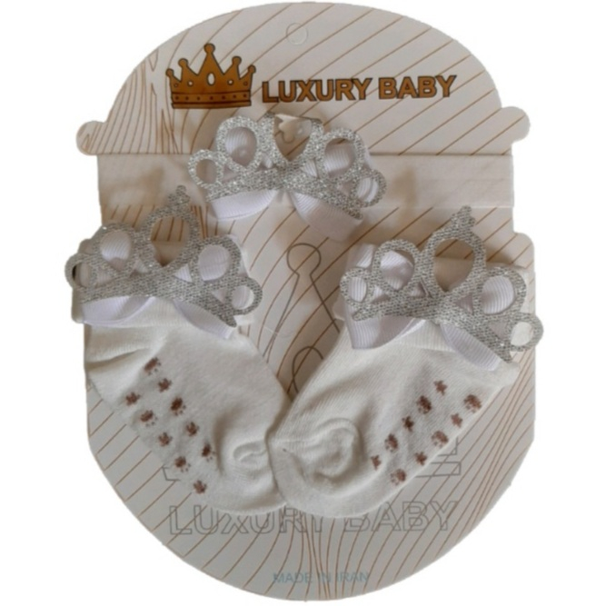 ست هدبند و جوراب نوزادی مدل LUXURY BABY کد SE 666