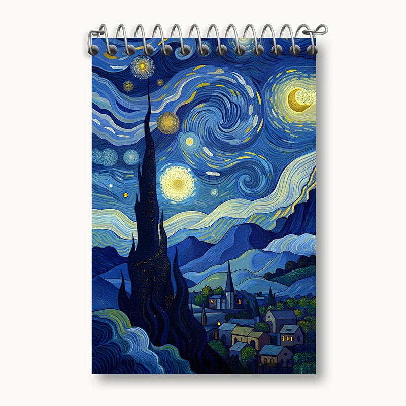 دفتر یادداشت 50 برگ خندالو طرح شب پر ستاره کد N3816