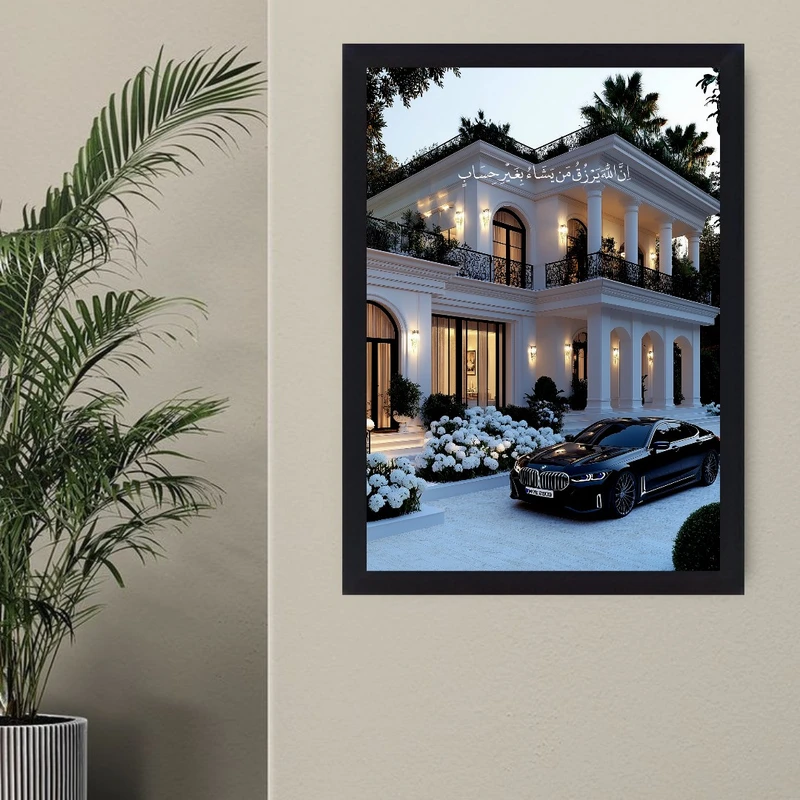 تابلو نوری طرح شکرگزاری مدل ماشین کد 03 فریم مشکی