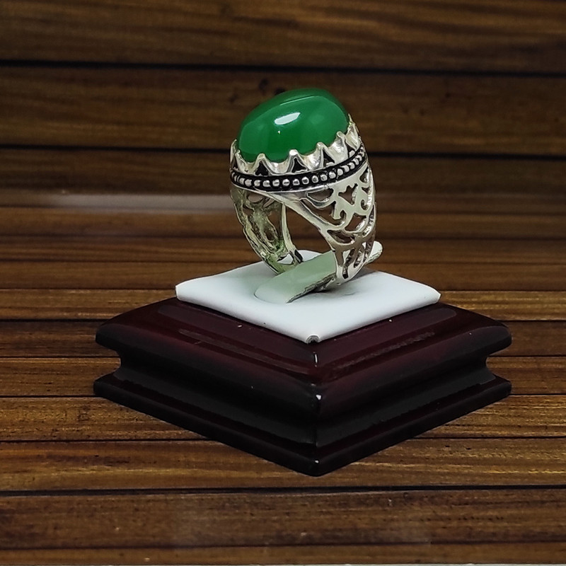 انگشتر نقره مردانه سلین کالا مدل عقیق یشم تیپ L کد Mps-3