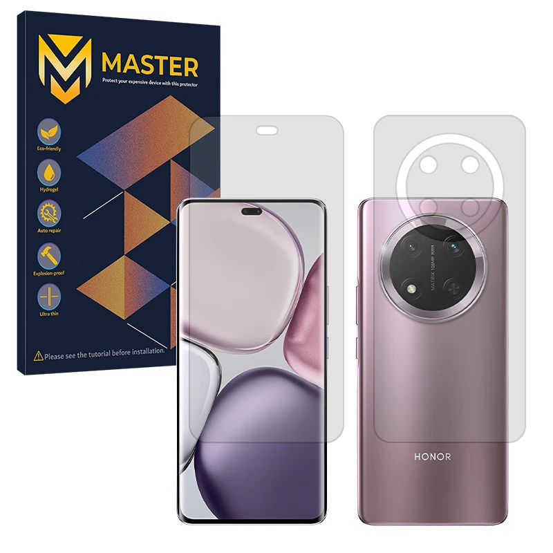 محافظ صفحه نمایش شفاف مستر مدل Resistant مناسب برای گوشی موبایل آنر X9c به همراه محافظ پشت گوشی