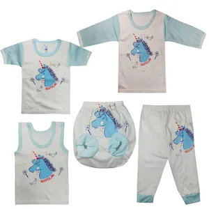 ست 5 تکه لباس نوزادی مدل نادیا طرح اسب تک شاخ کد 130360