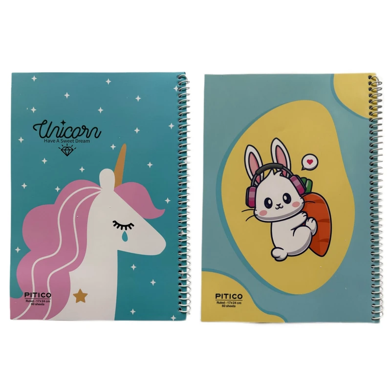 دفتر مشق 60 برگ پیتیکو مدل کیوت مجموعه دو عددی