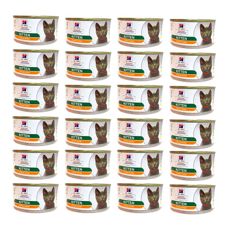کنسرو غذای بچه گربه  دکتر هیلز  مدل کیتن مرغ وزن 220 گرم بسته 24 عددی
