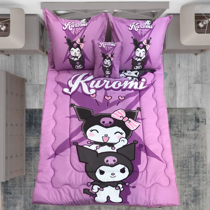 سرویس خواب مدل کرومی kuromi کد ۰۰۹ یک نفره 5 تکه