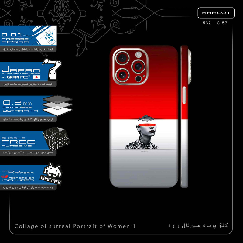 برچسب پوششی ماهوت مدل Collage of surreal Portrait of Women 1-FullSkin مناسب برای گوشی موبایل اپل iPhone 15 Pro Max