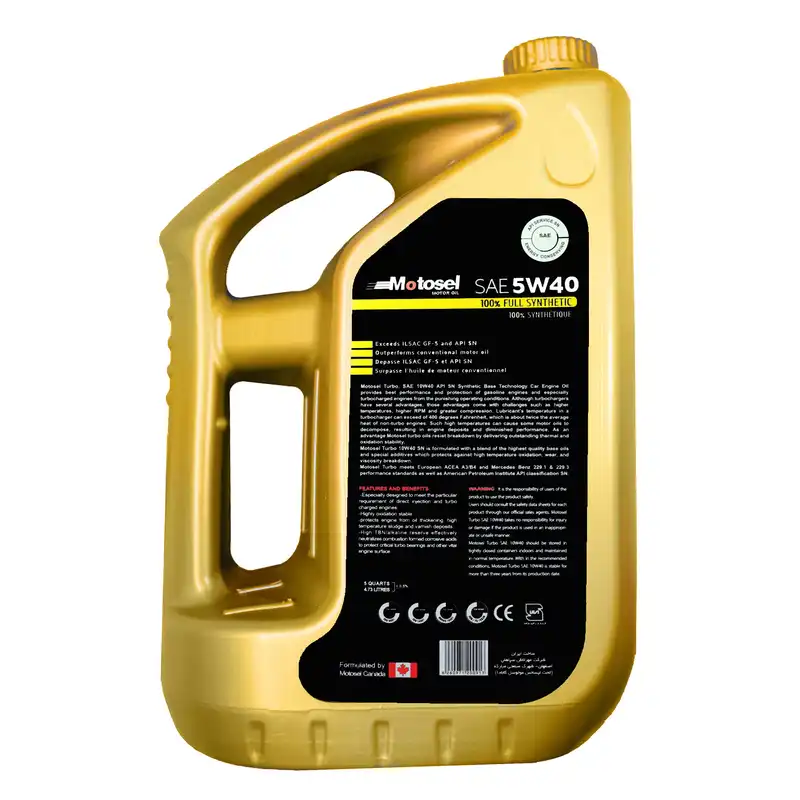 روغن موتور خودرو موتوسل مدل SN 5W_40 حجم 4.73 لیتر