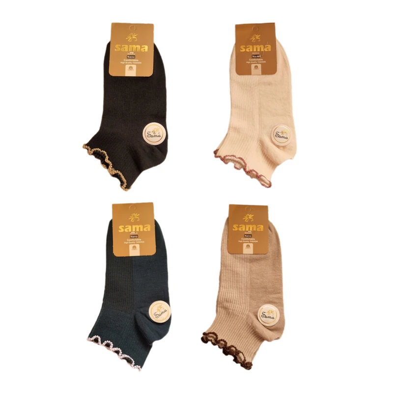 جوراب ساق کوتاه زنانه مدل نانو ساده بسته 4 عددی