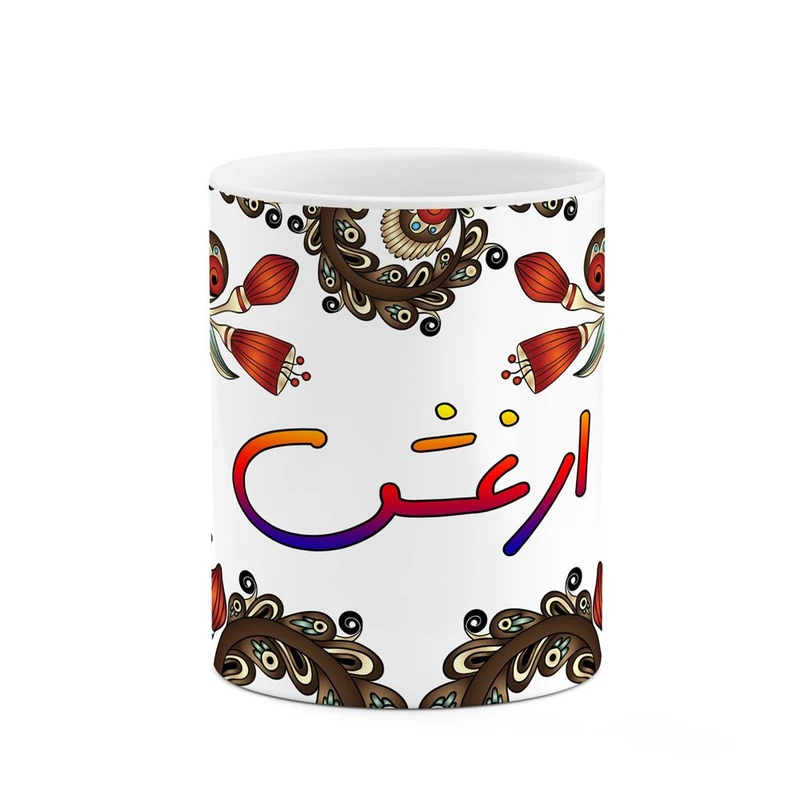 ماگ کاکتی مدل اسم ارغش طرح سنتی گل و بته کد mgh43481