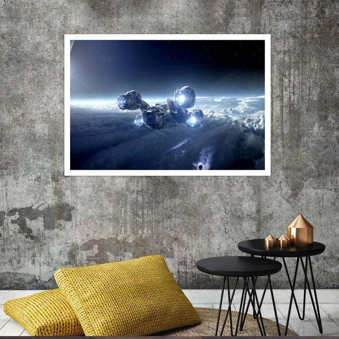 تابلو بکلیت طرح کهکشان و فضاپیما مدل قاب شاسی W-s8193