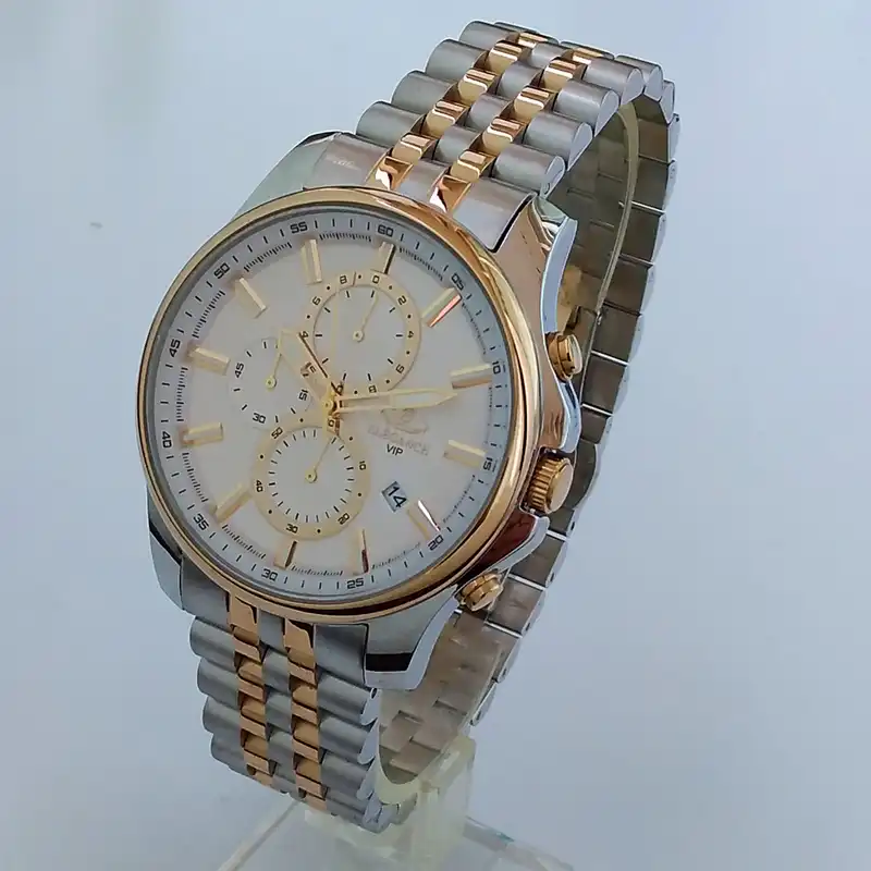 ساعت مچی عقربه‌ای مردانه الگانس مدل بندفلزی سه موتور فعال کرنوگراف کد 210