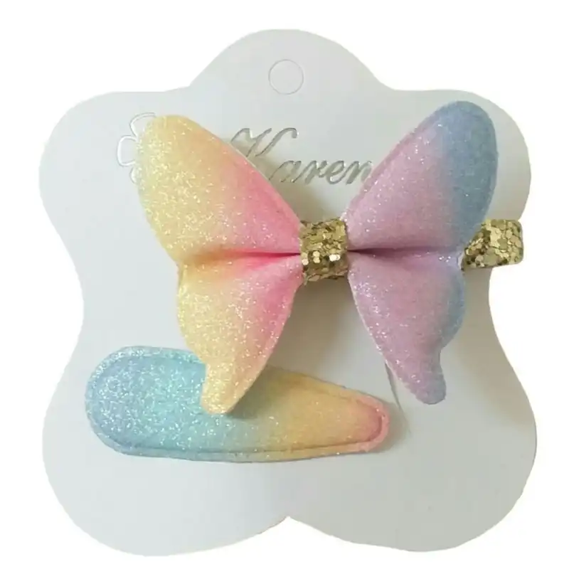 ست گیره و سنجاق مو دخترانه مدل پروانه مجموعه 2 عددی