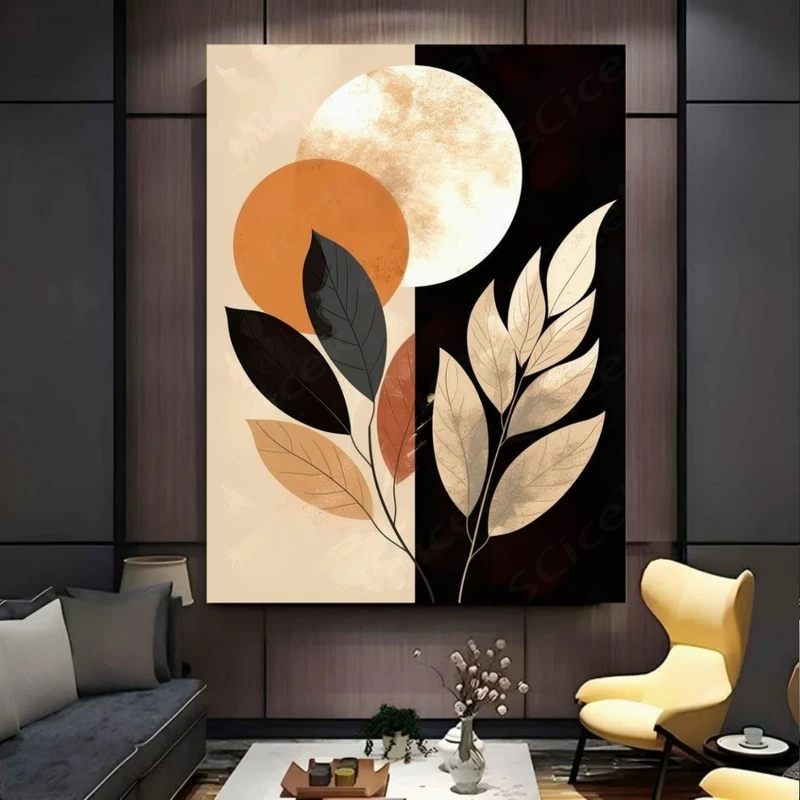 تابلو بوم طرح مینیمال مدل ماه و برگ کد BK24528