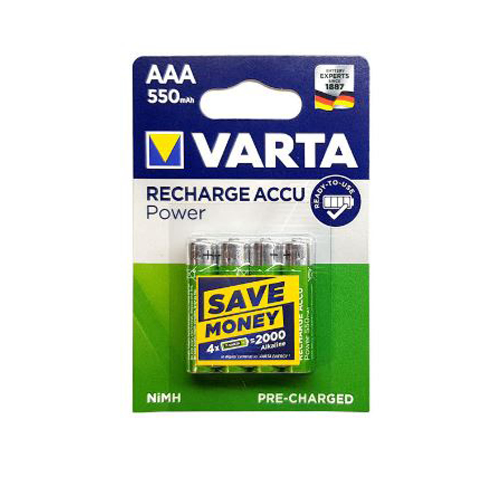 باتری نیم قلمی وارتا مدل va-550 بسته 4 عددی