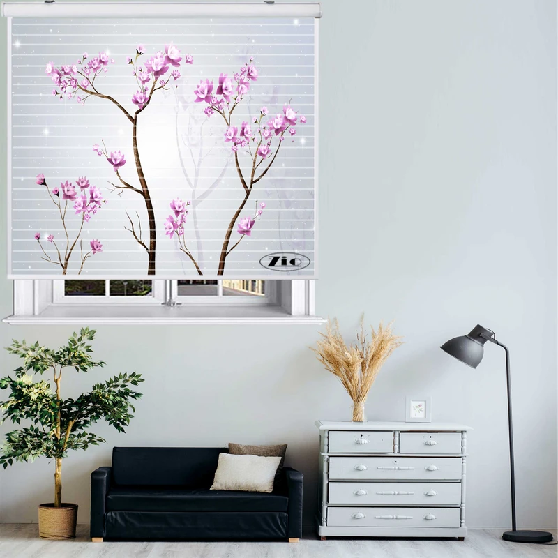 پرده زبرا زیو مدل سیلوئت کد 3D1195 سایز 150x150 سانتی متر