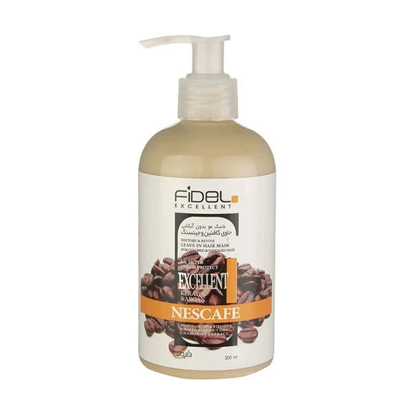 ماسک تقویت کننده مو فیدل اکسلنت مدل Nescafe  مناسب برای موهای رنگ شده و آسیب دیده حجم 500 میلی لیتر