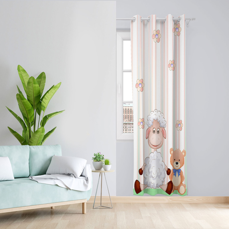  پرده مدل اتاق کودک مخمل پانچی طرح پسرانه کد 4551 سایز 140x280 سانتی متر