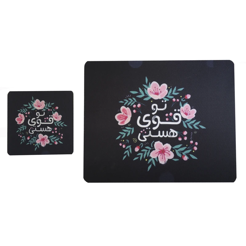 ماوس پد مدل تایپوگرافی به همراه زیر لیوانی