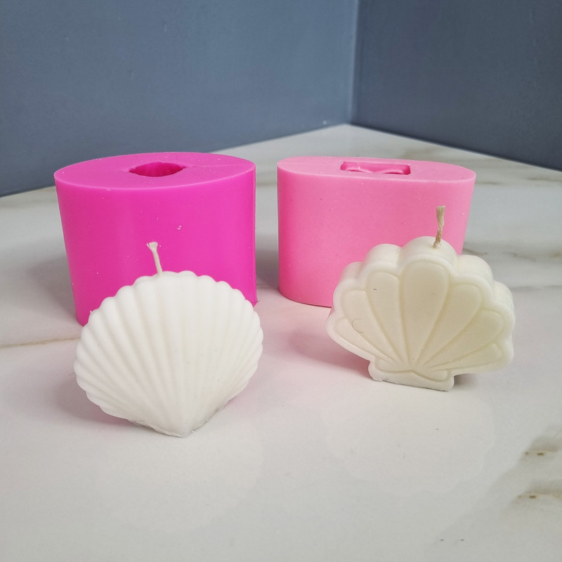 قالب شمع مدل صدف ساده و کلاسیک مجموعه 2 عددی