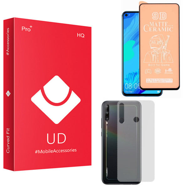محافظ صفحه نمایش سرامیکی مات یو دی مدل HQ مناسب برای گوشی موبایل هوآوی Y7P به همراه محافظ پشت گوشی