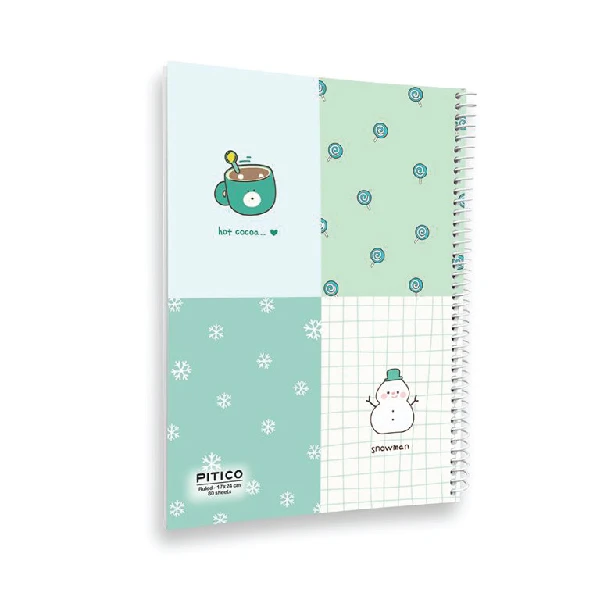 دفتر مشق 80 برگ پیتیکو مدل خط مشکی فنجون و آدم برفی