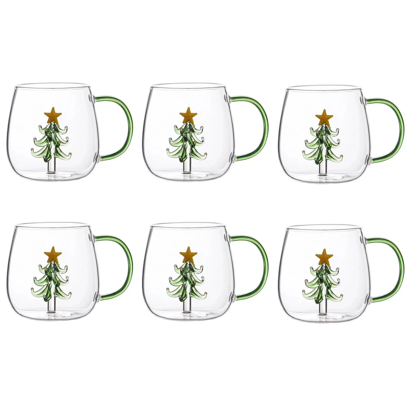 لیوان مدل کریسمس درختی کد 1369n 5700 بسته شش عددی 