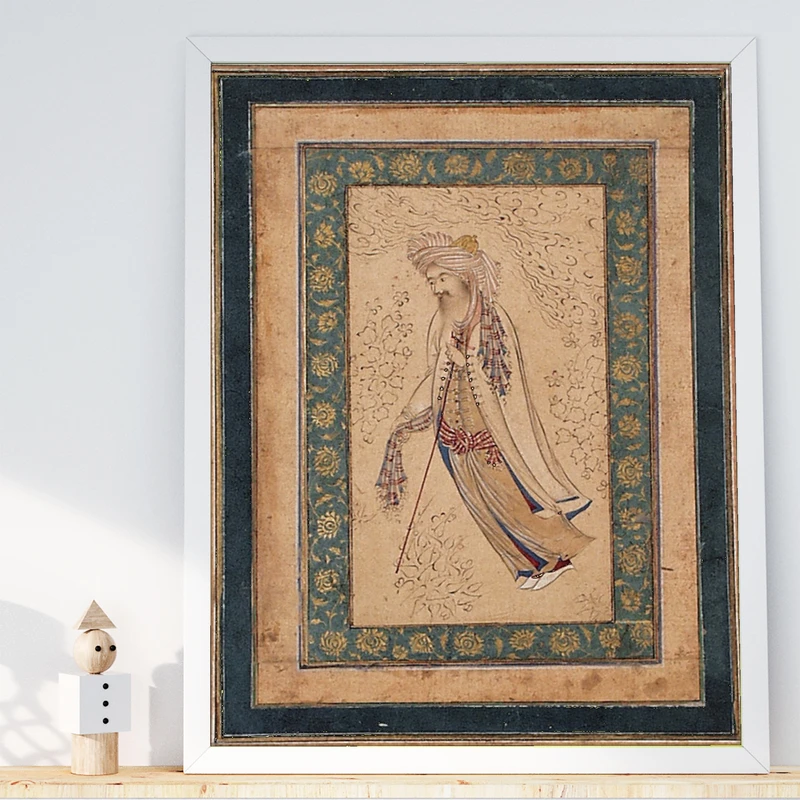 تابلو طرح نگارگری سنتی مدل G00400 فریم سفید