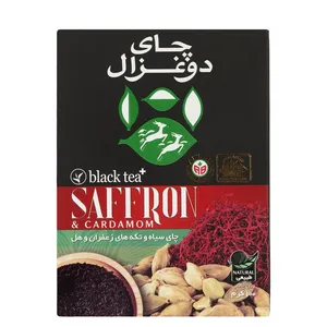 چای سیاه و تکه های زعفران و هل دوغزال - 100 گرم
