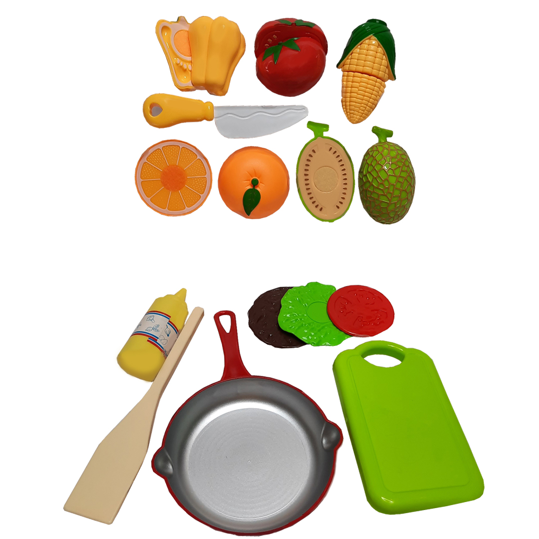 اسباب بازی آشپزخانه مدل کیف برش میوه و آشپزی کد 1279A مجموعه 18 عددی