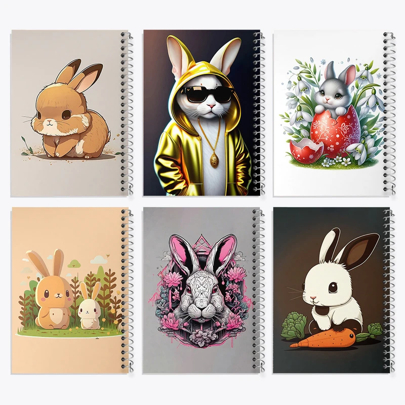 دفتر مشق 100 برگ خندالو طرح خرگوش کد 191 مجموعه 6 عددی