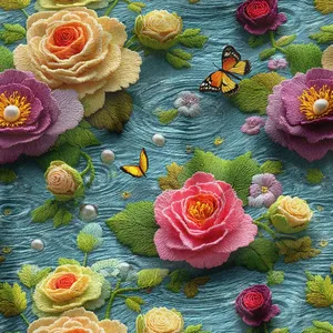 پارچه ملحفه عرض 1.5 متر پارچه باما طرح پنج بعدی گل برکت کد 5013830 رنگ سبز