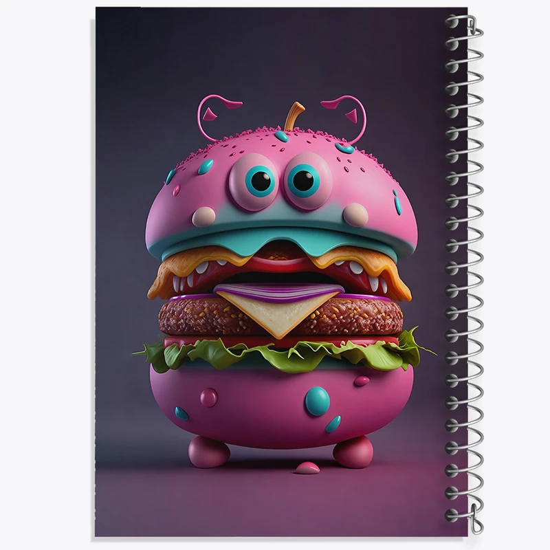 دفتر ژورنال نویسی 50 برگ خندالو مدل نقطه ای طرح همبرگر بامزه کد N5858