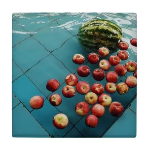  کاشی کارنیلا طرح سیب و هندوانه در حوض مدل لوحی کد klh2358 