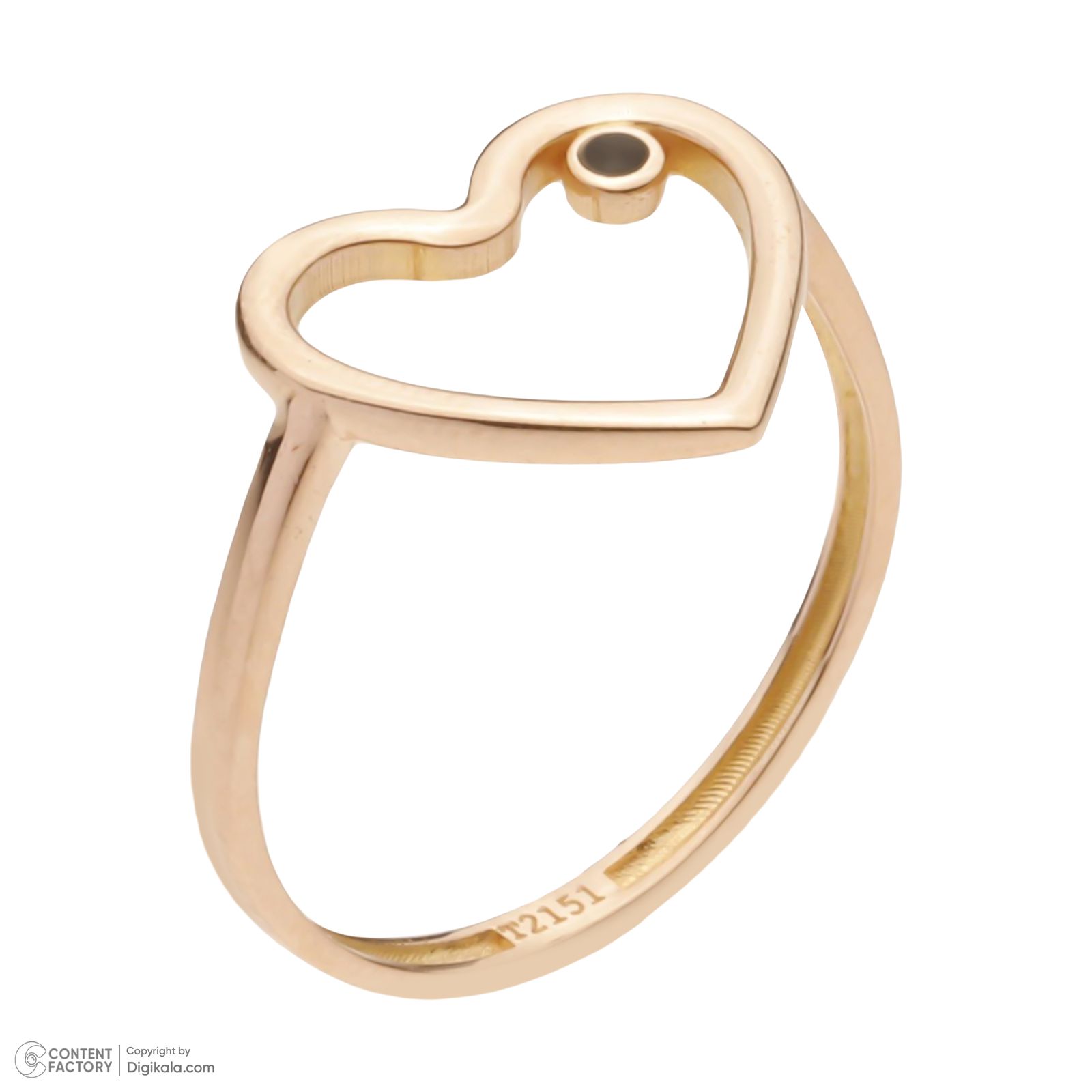 انگشتر طلا کم اجرت 18 عیار زنانه حانیه مدل قلب تک نگین مشکی - - 2