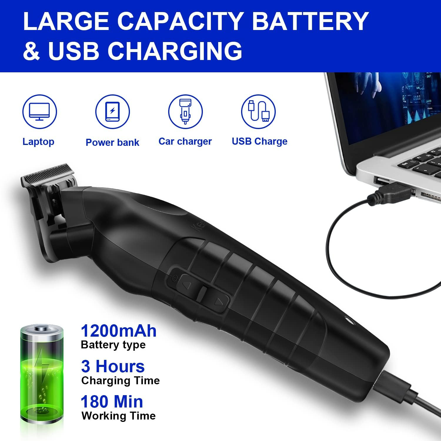 ماشین اصلاح موی صورت کیمی مدل KM-2299+5Vadapter، اصلاح به صورت خط زن،  تکنولوژی اصلاح به صورت برش مستقیم، به همراه آداپتور، برس تمیزکننده، روغن، 3 عدد شانه