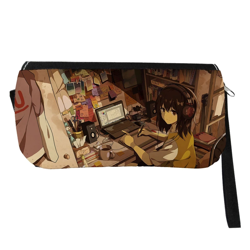  جامدادی طرح دختر انیمه ای مدل دو زیپ کد 61