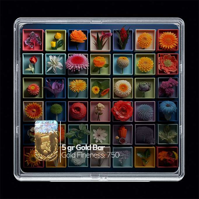 شمش طلا 18 عیار مدوپد مدل گل کد SG10497 شمش طلا 18 عیار مدوپد مدل گل کد SG10497