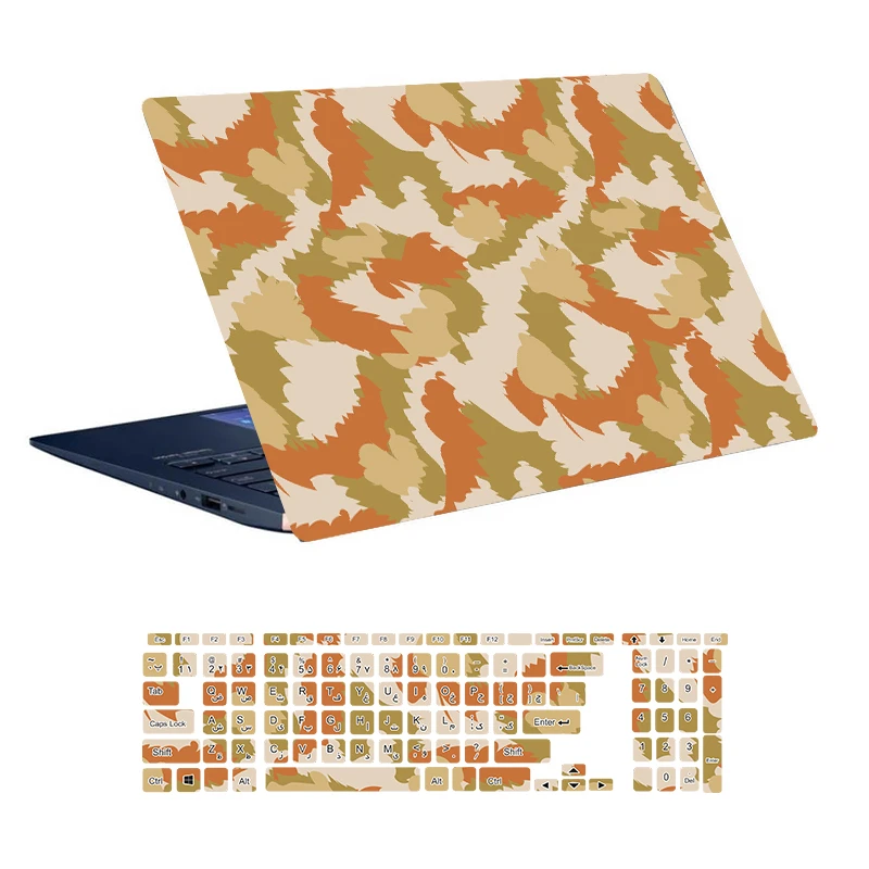استیکر لپ تاپ توییجین و موییجین طرح Military کد 40 مناسب برای لپ تاپ 15.6 اینچ به همراه برچسب حروف فارسی کیبورد 