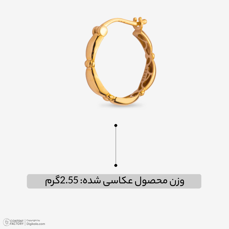 گوشواره کلیپسی طلا 18 عیار زنانه جواهری راز مدل حلقه ای دایره خط - 7